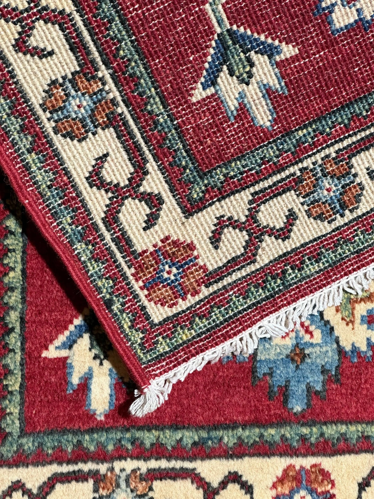 Afghan Kazak Natural Dye Pure wool Pile Hand Knotted Rug