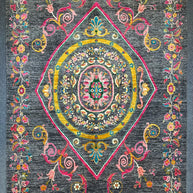 Modern Afghan Chob Rang Hand Knotted Designer Rug