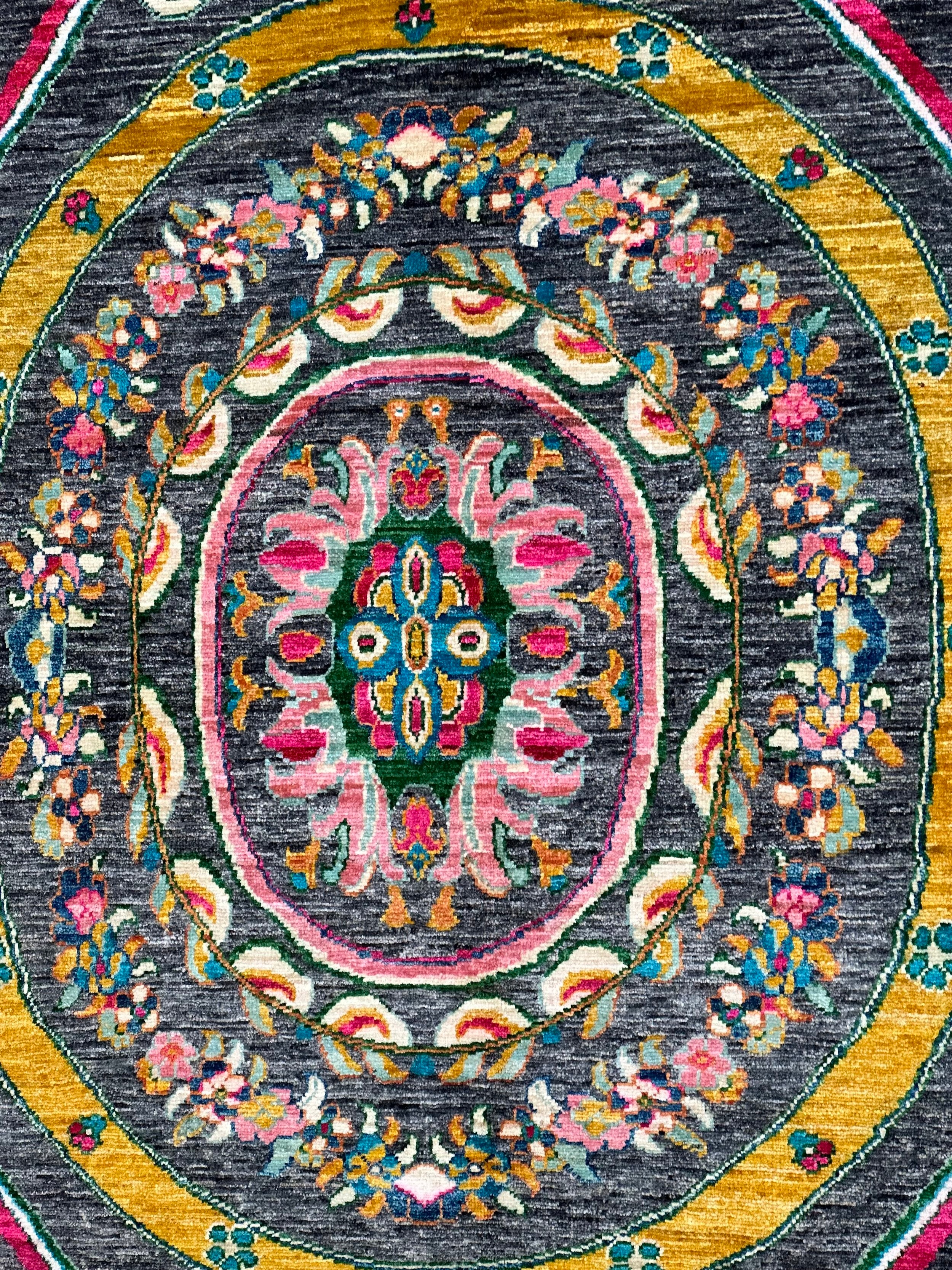 Modern Afghan Chob Rang Hand Knotted Designer Rug