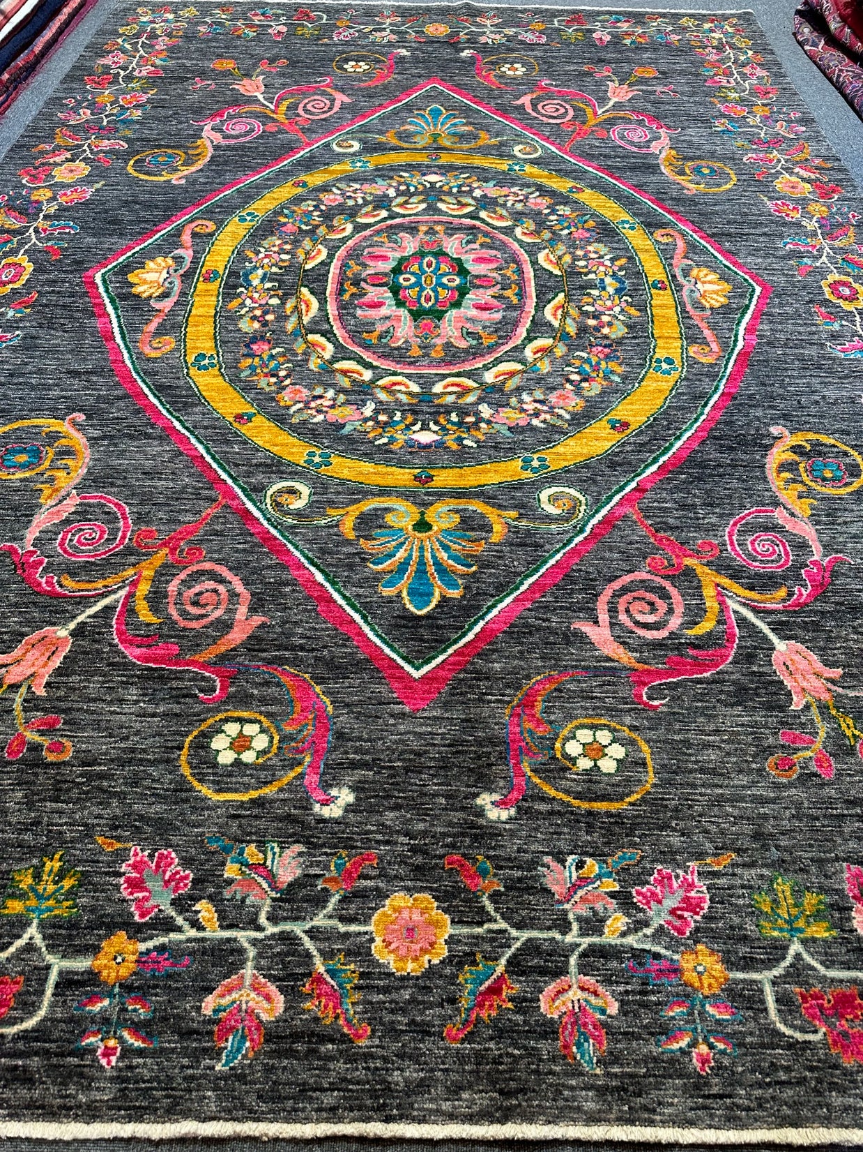 Modern Afghan Chob Rang Hand Knotted Designer Rug