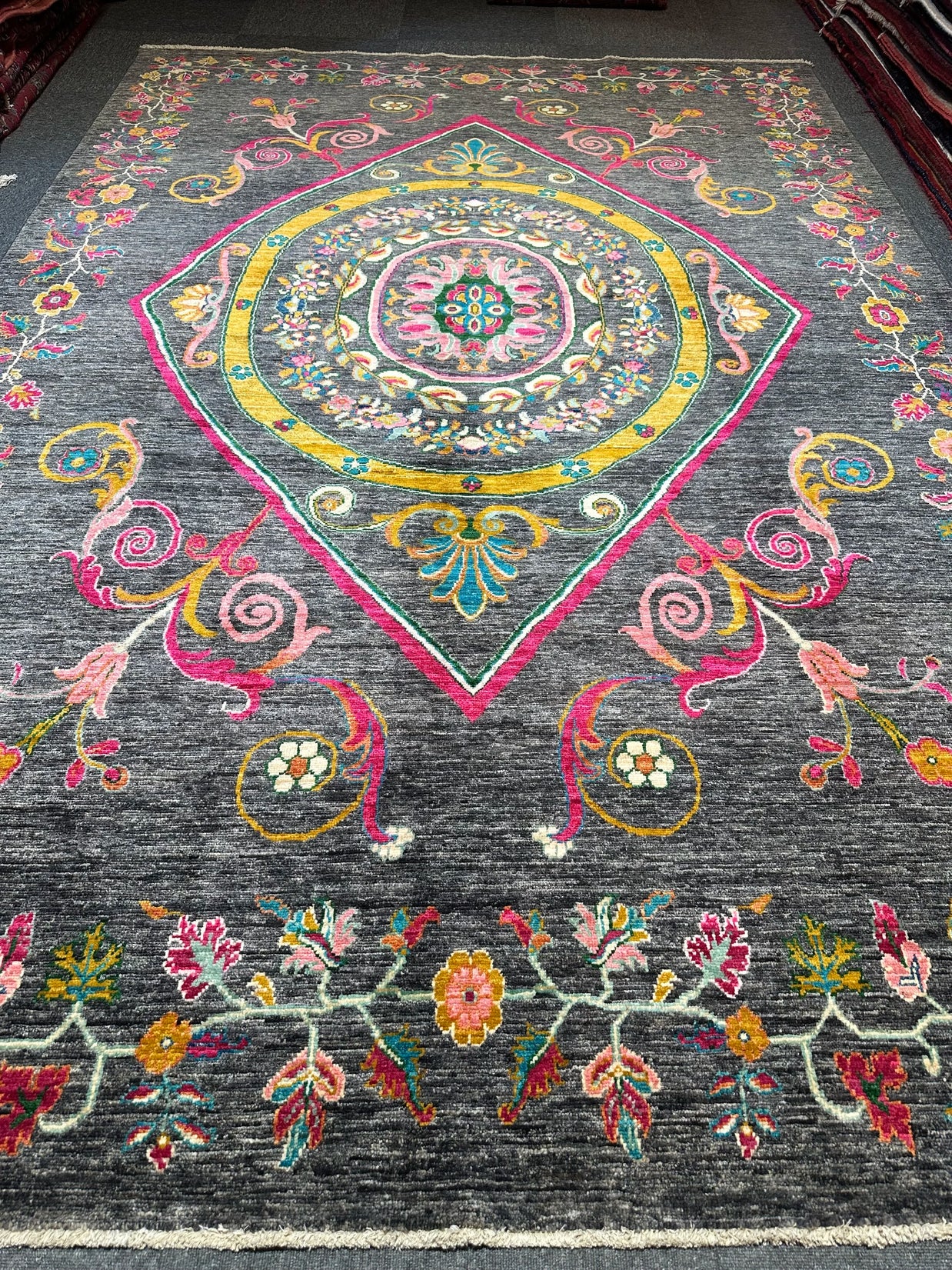 Modern Afghan Chob Rang Hand Knotted Designer Rug