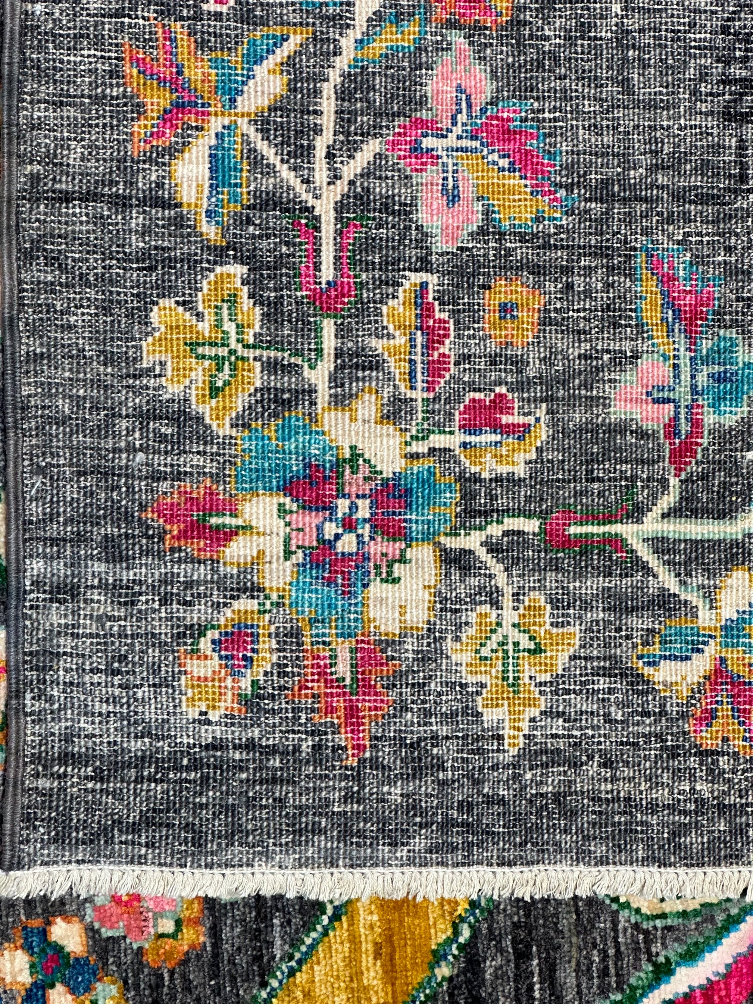 Modern Afghan Chob Rang Hand Knotted Designer Rug