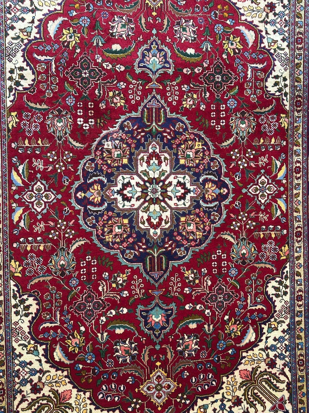 Persian Tabriz Hand Knotted Wool pile rug from Iran