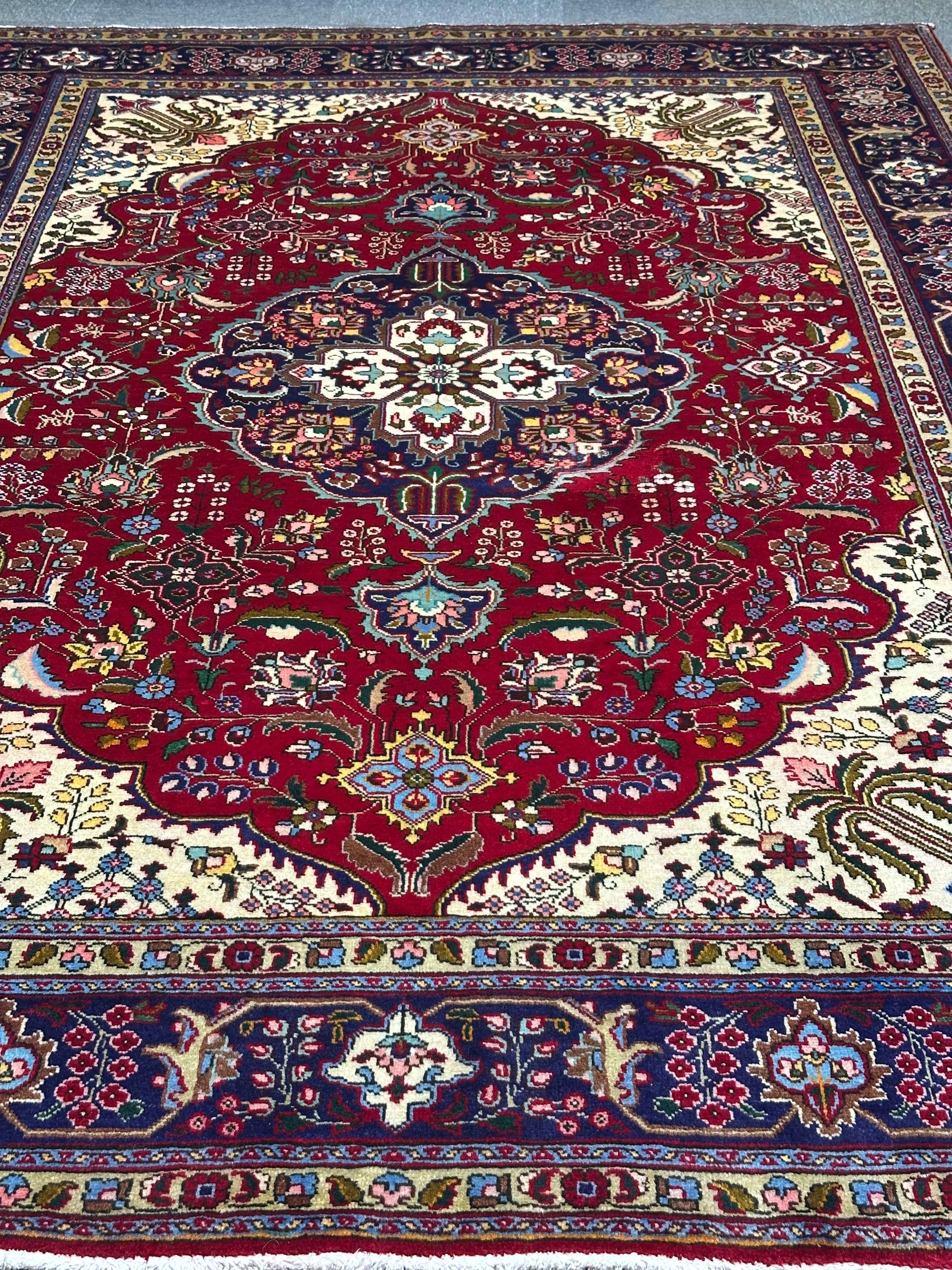 Persian Tabriz Hand Knotted Wool pile rug from Iran