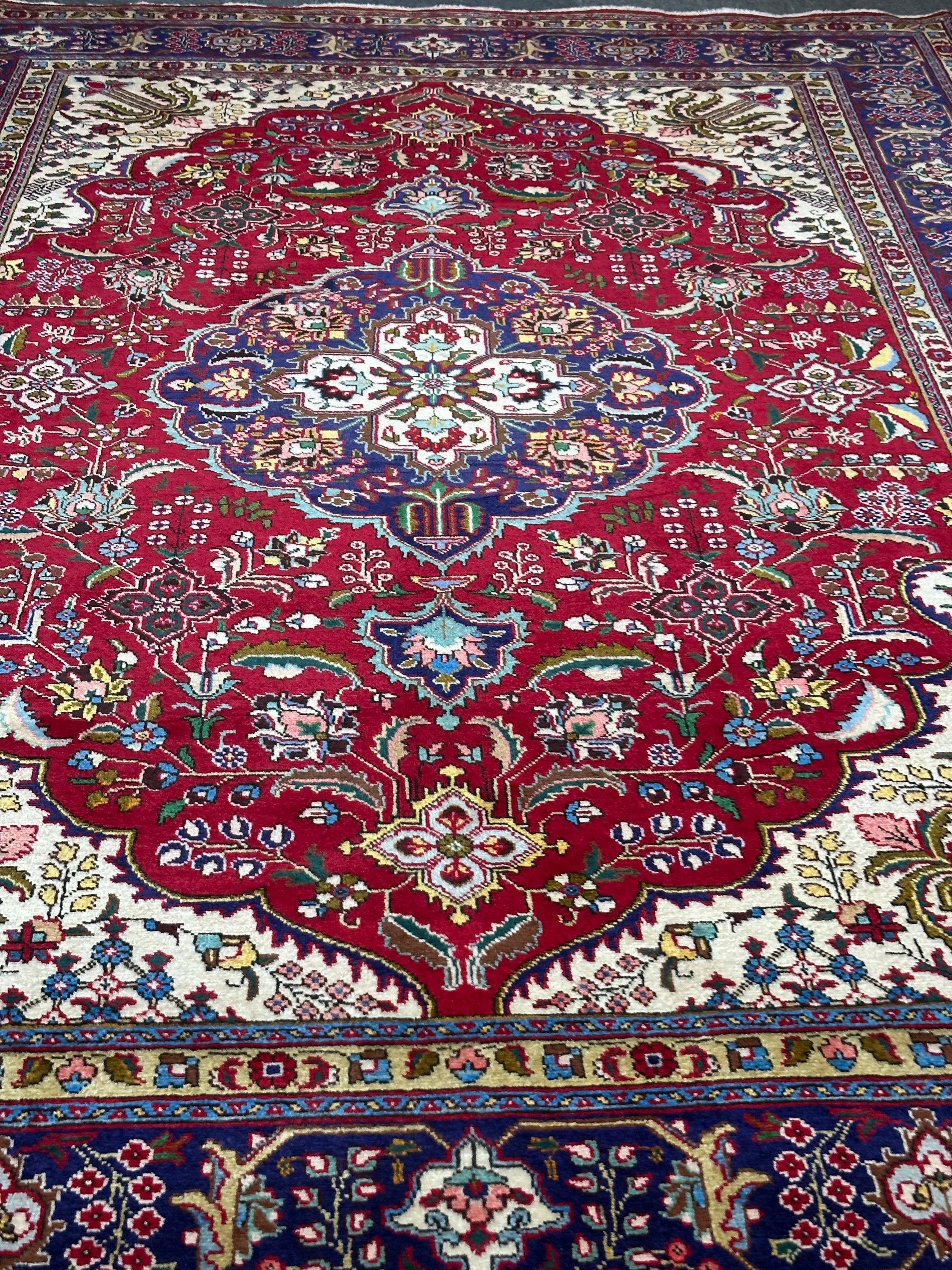 Persian Tabriz Hand Knotted Wool pile rug from Iran