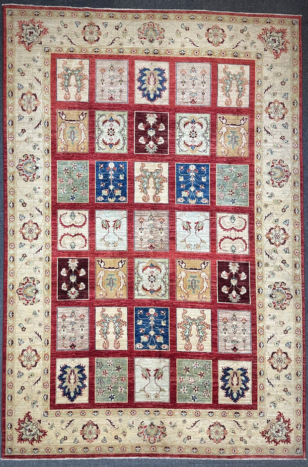 Afghan Chob Rang Garden Design 100% Natural dye Pure wool pile Hand Knotted