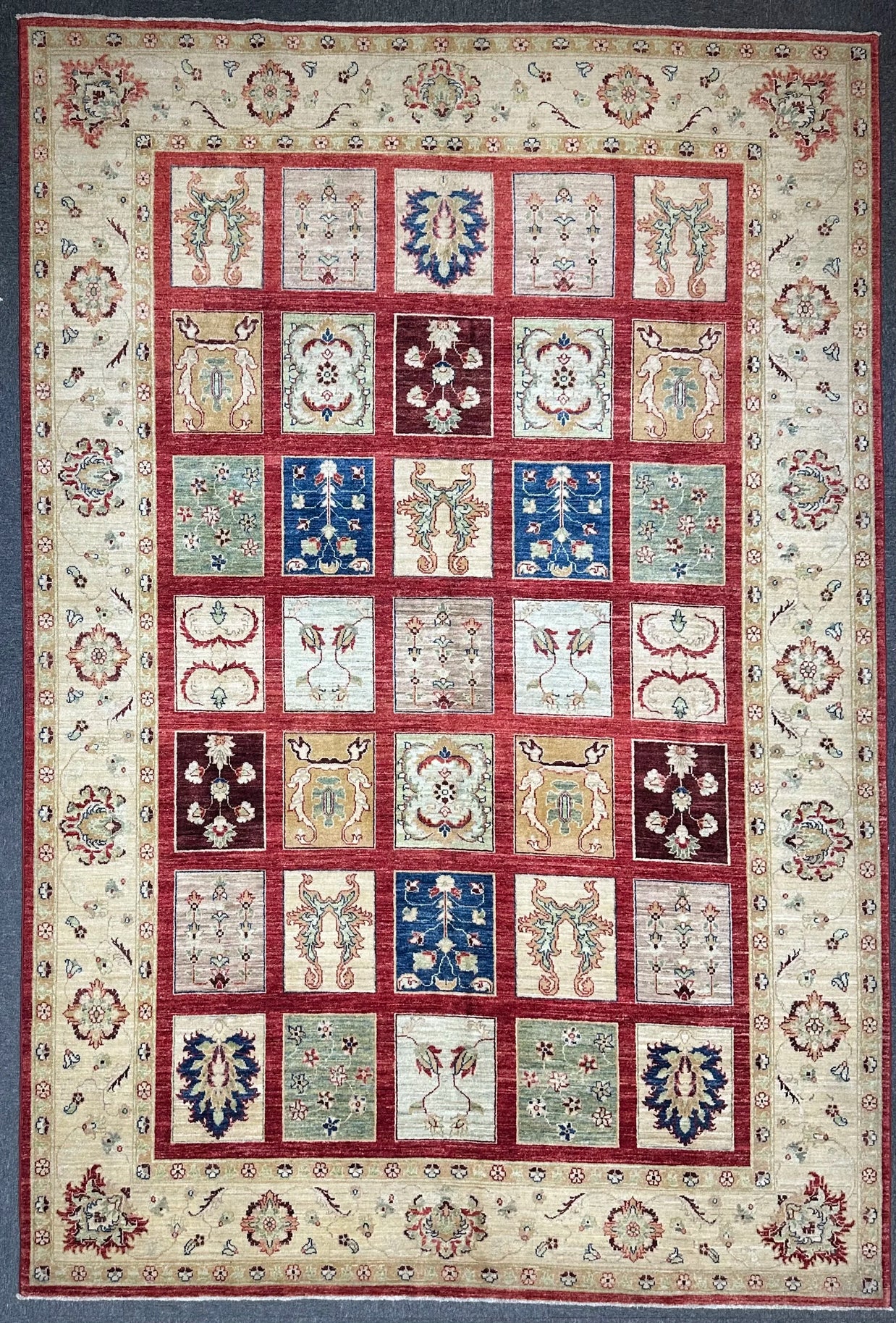 Afghan Chob Rang Garden Design 100% Natural dye Pure wool pile Hand Knotted
