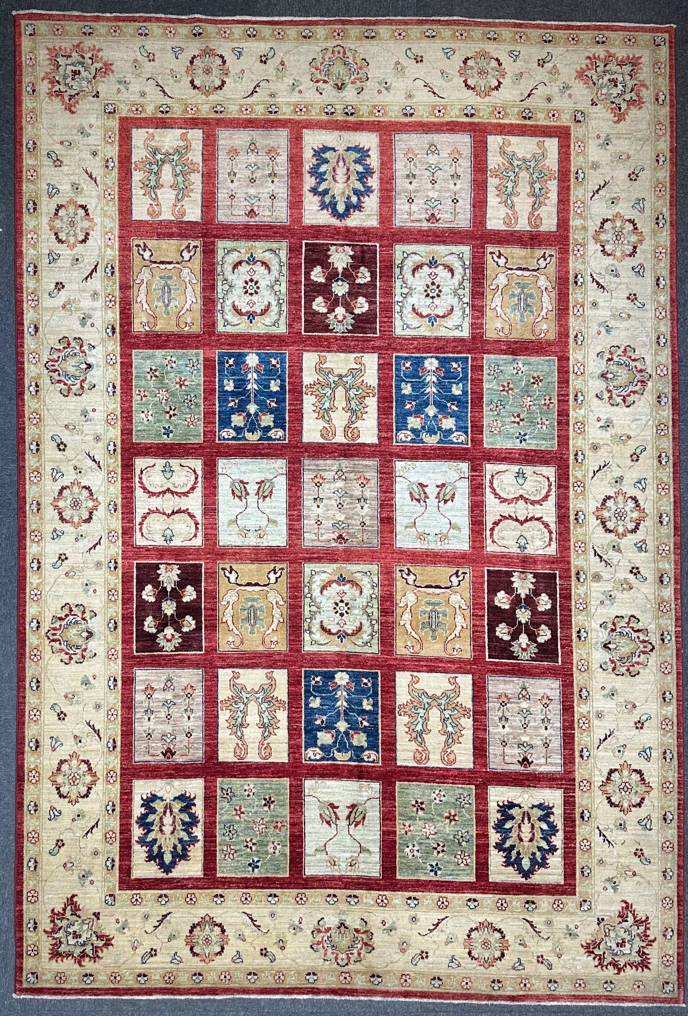 Afghan Chob Rang Garden Design 100% Natural dye Pure wool pile Hand Knotted