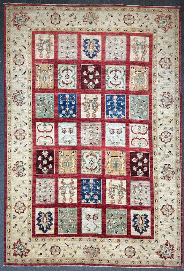 Afghan Chob Rang Garden Design 100% Natural dye Pure wool pile Hand Knotted