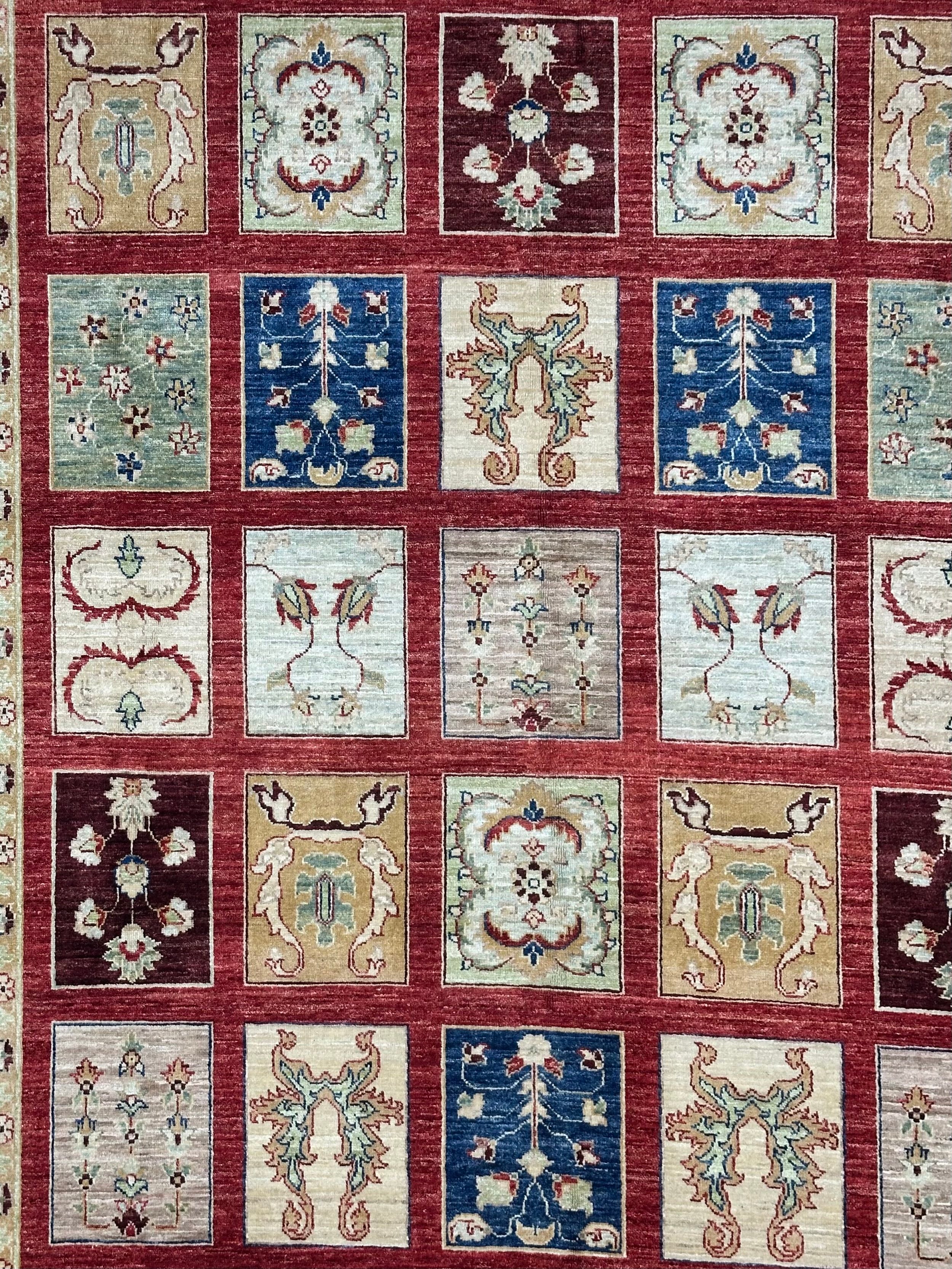 Afghan Chob Rang Garden Design 100% Natural dye Pure wool pile Hand Knotted