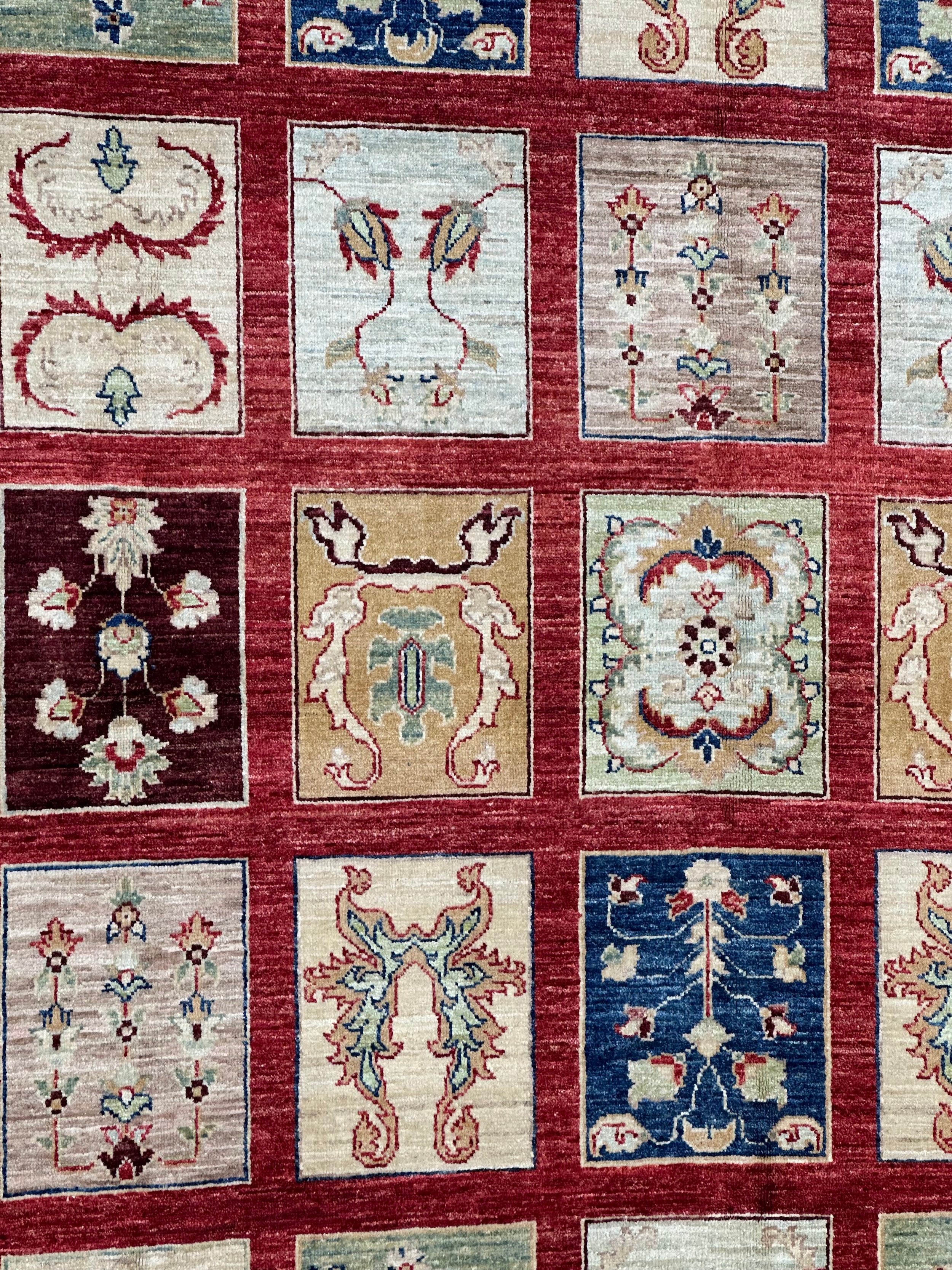 Afghan Chob Rang Garden Design 100% Natural dye Pure wool pile Hand Knotted