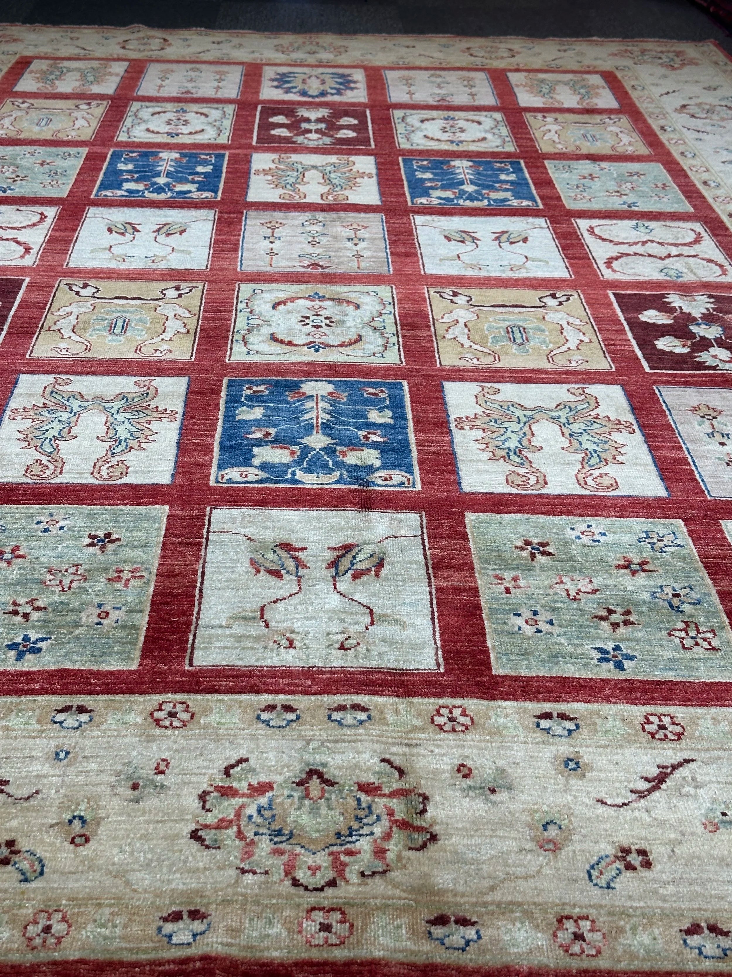 Afghan Chob Rang Garden Design 100% Natural dye Pure wool pile Hand Knotted