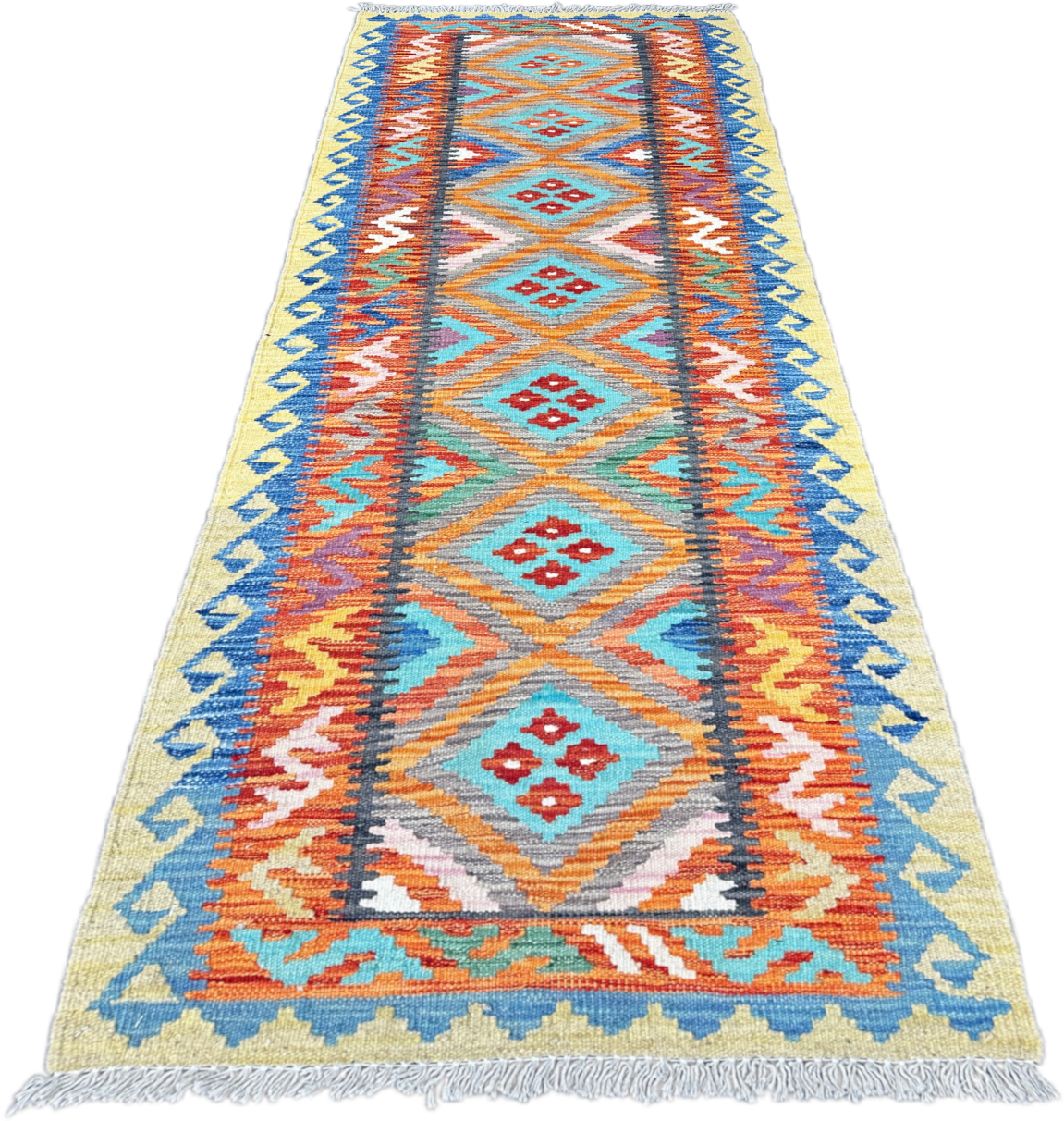 Chobi Kilim Rug - 198 cm x 70 cm