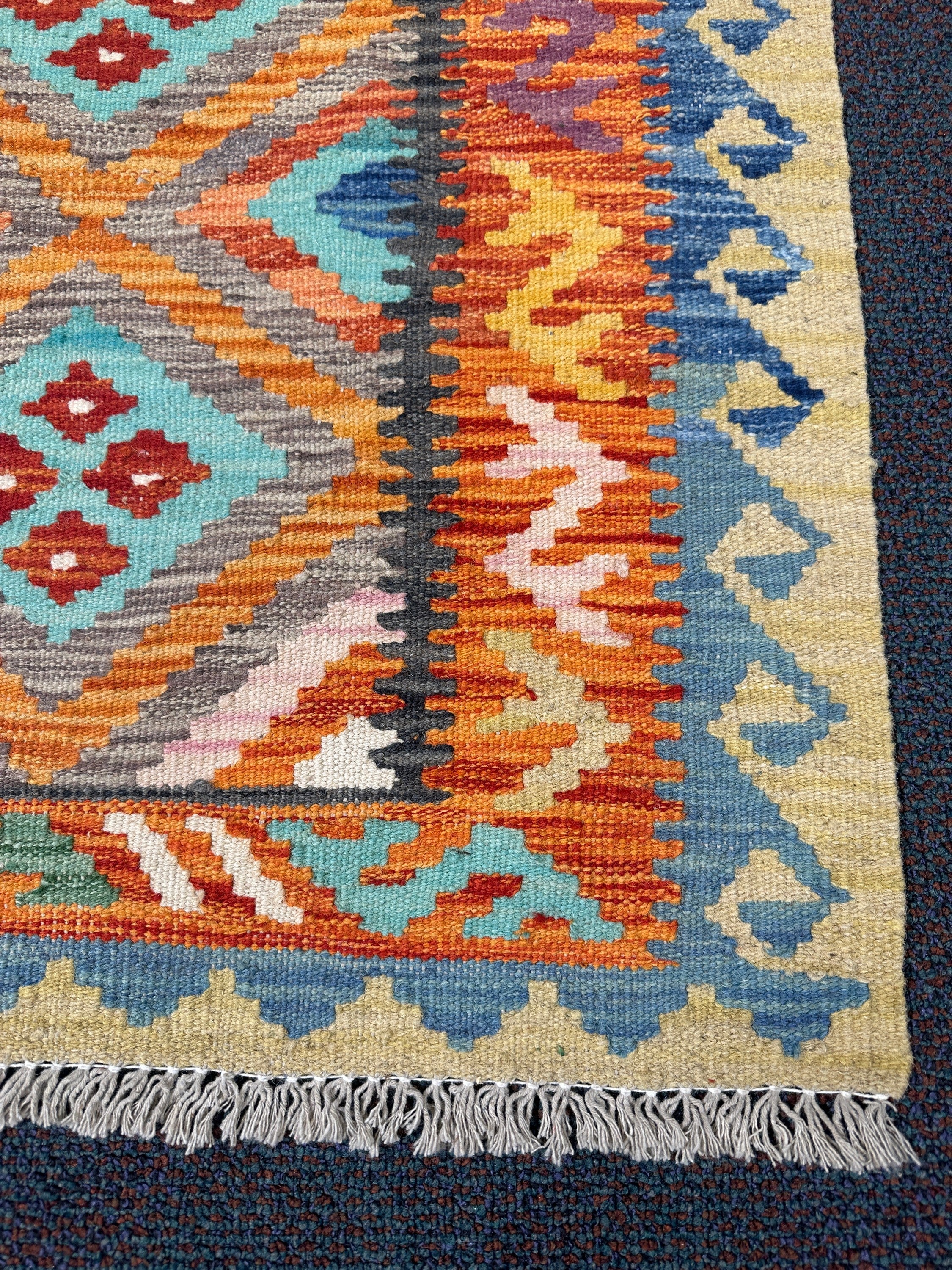 Chobi Kilim Rug - 198 cm x 70 cm