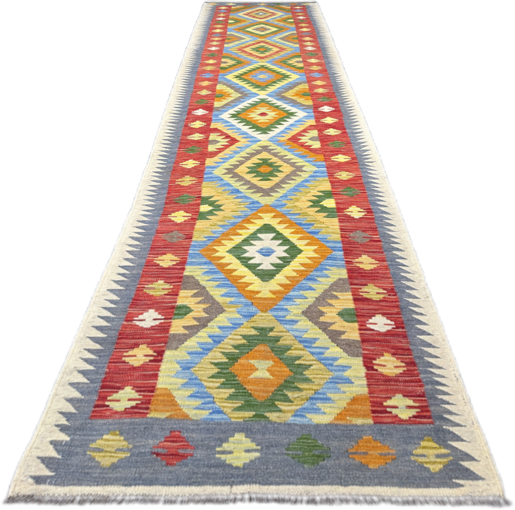 Chobi Kilim Rug - 396 cm x 90 cm