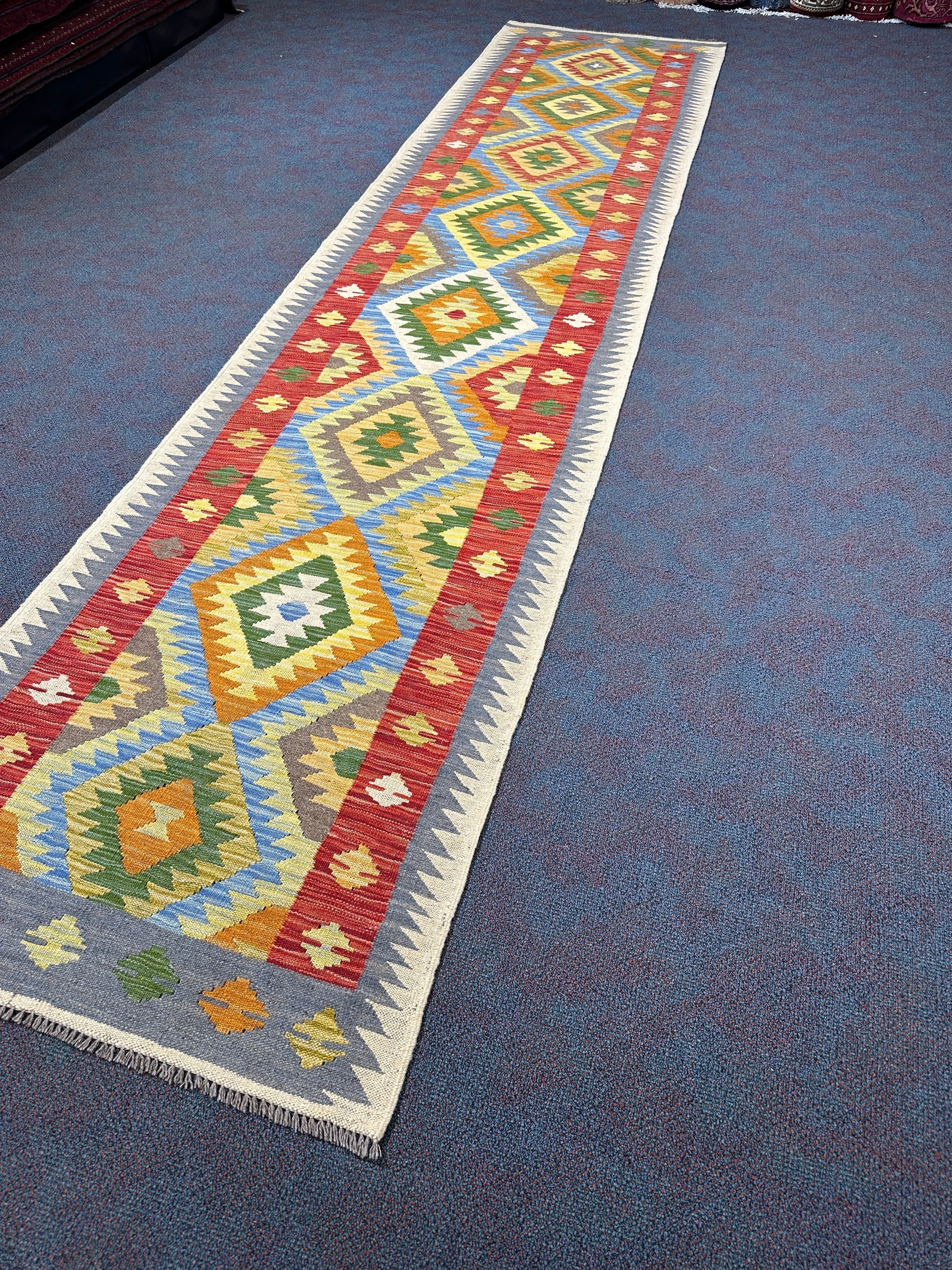 Chobi Kilim Rug - 396 cm x 90 cm