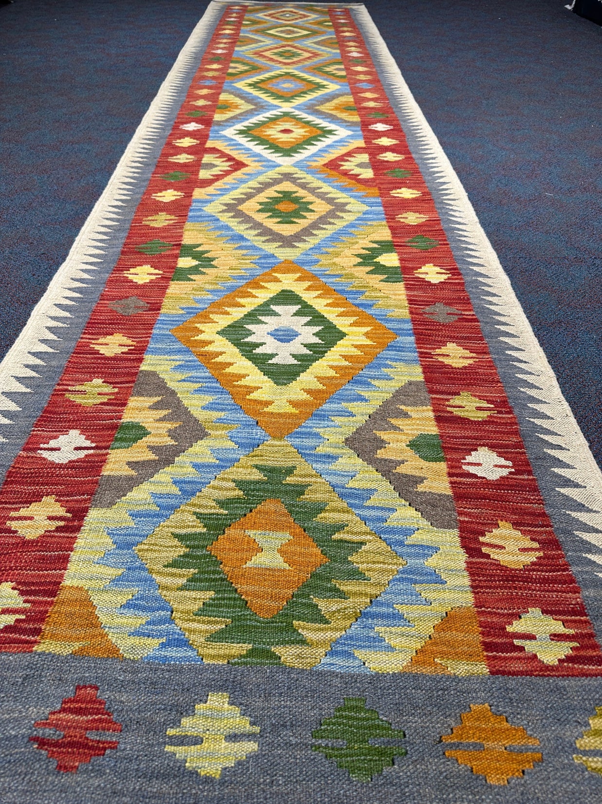 Chobi Kilim Rug - 396 cm x 90 cm