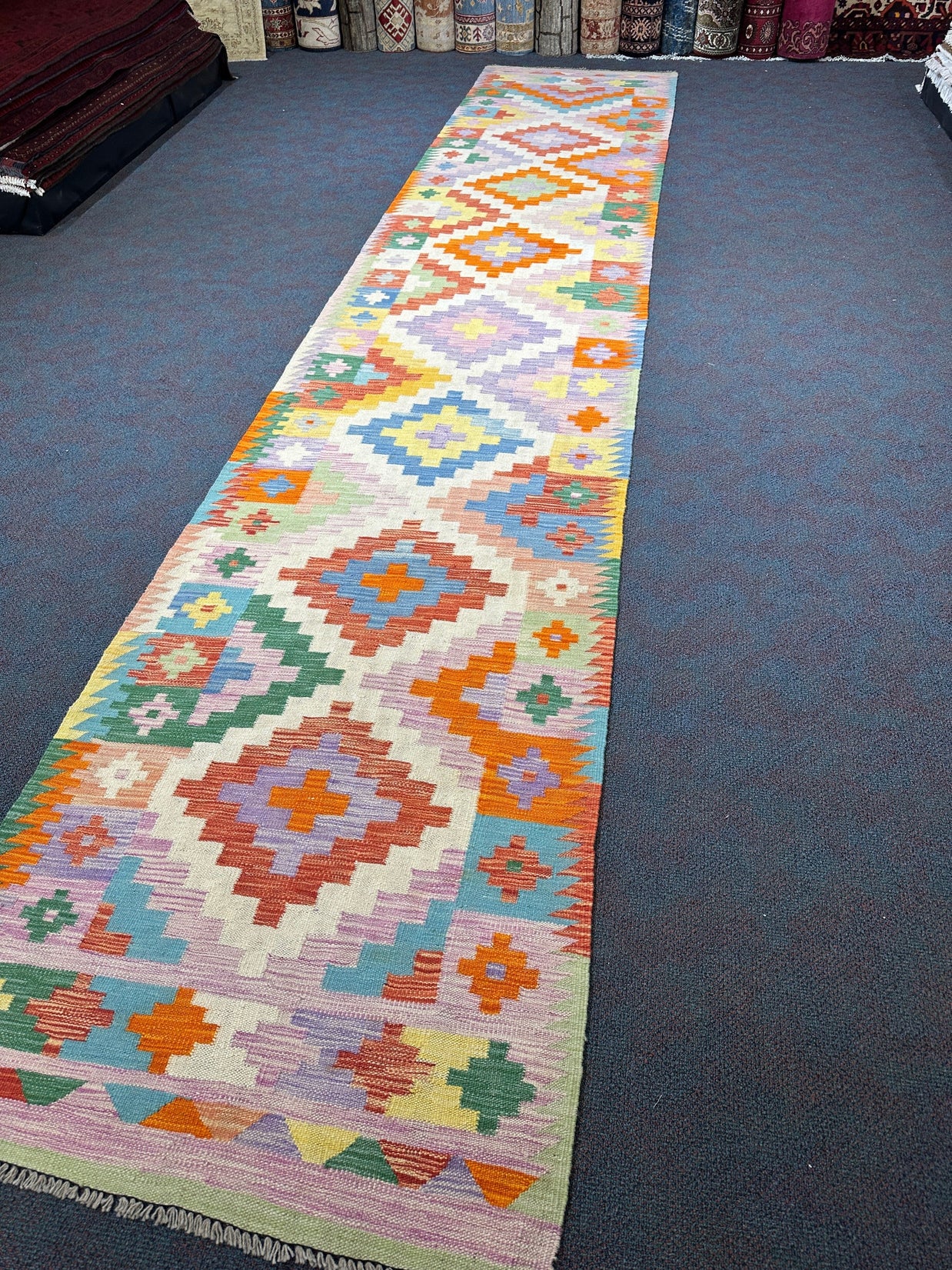 Chobi Kilim Rug - 496 cm x 96 cm