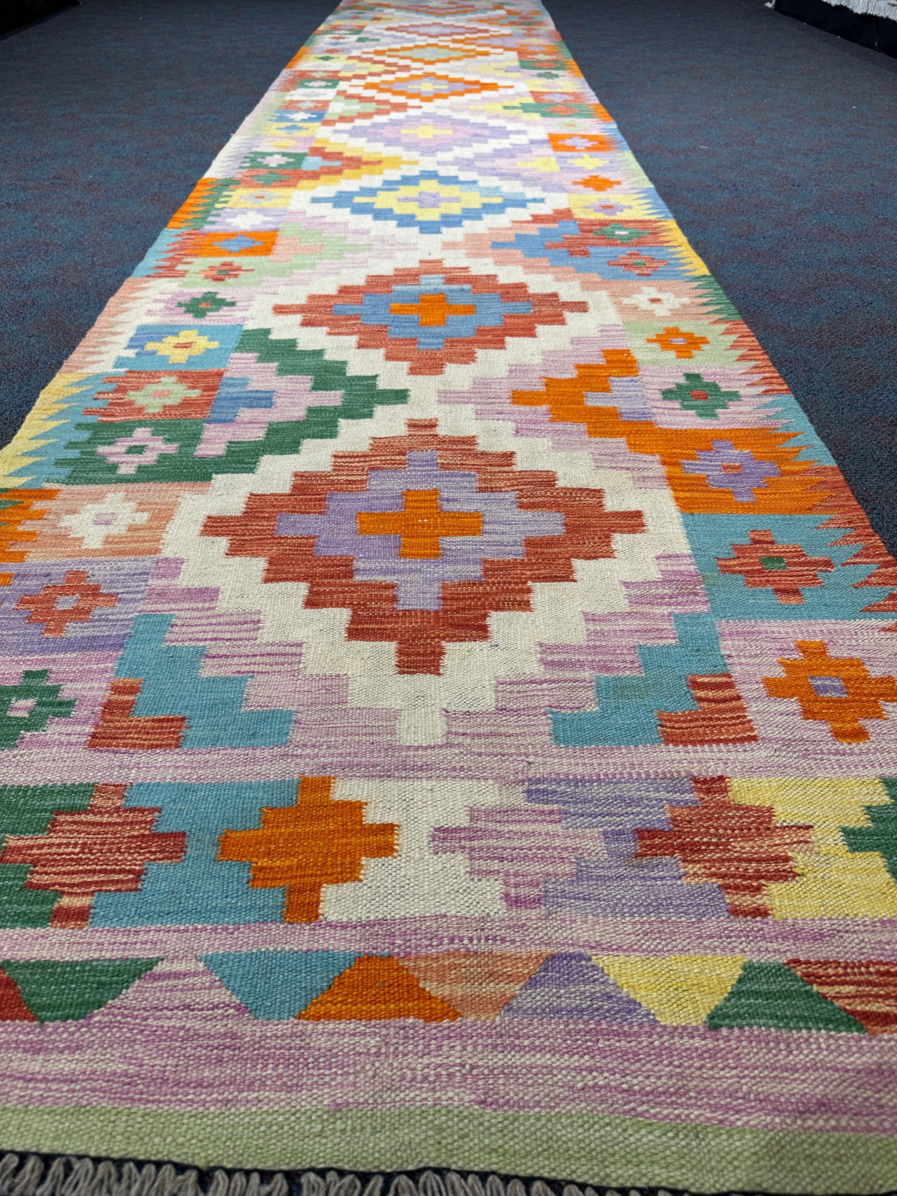 Chobi Kilim Rug - 496 cm x 96 cm