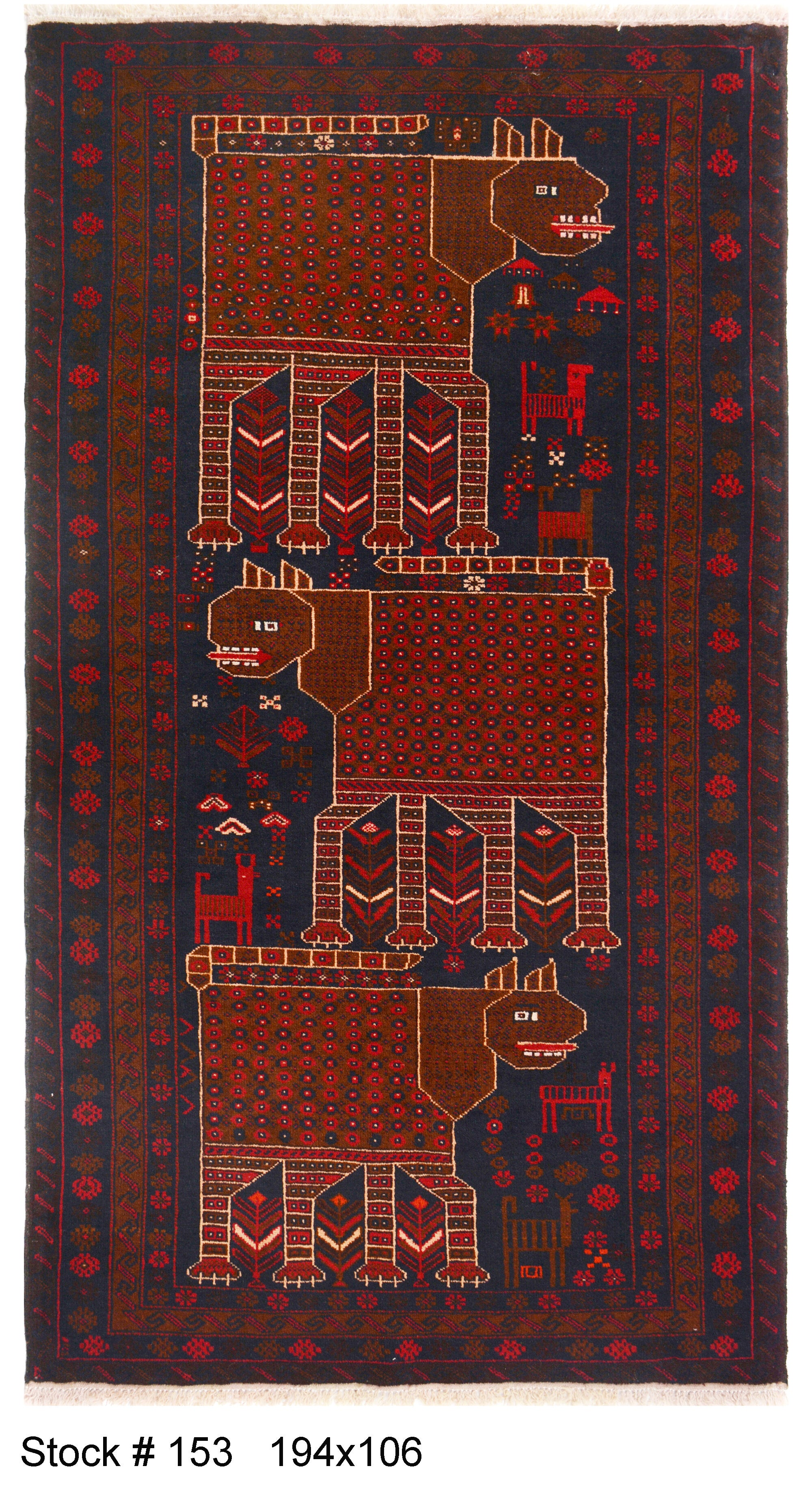 194cm x 106cm Afghan  Hand Knotted Pure wool pile area rug