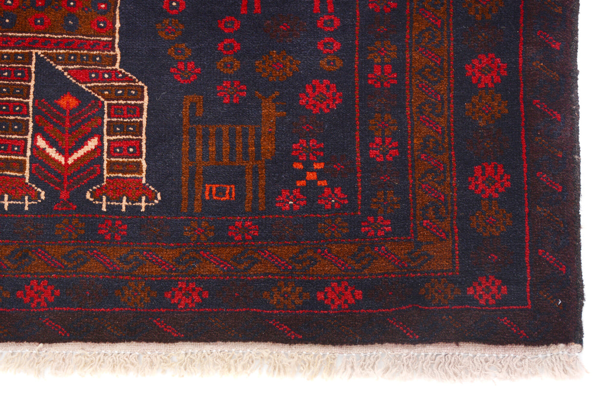 194cm x 106cm Afghan  Hand Knotted Pure wool pile area rug