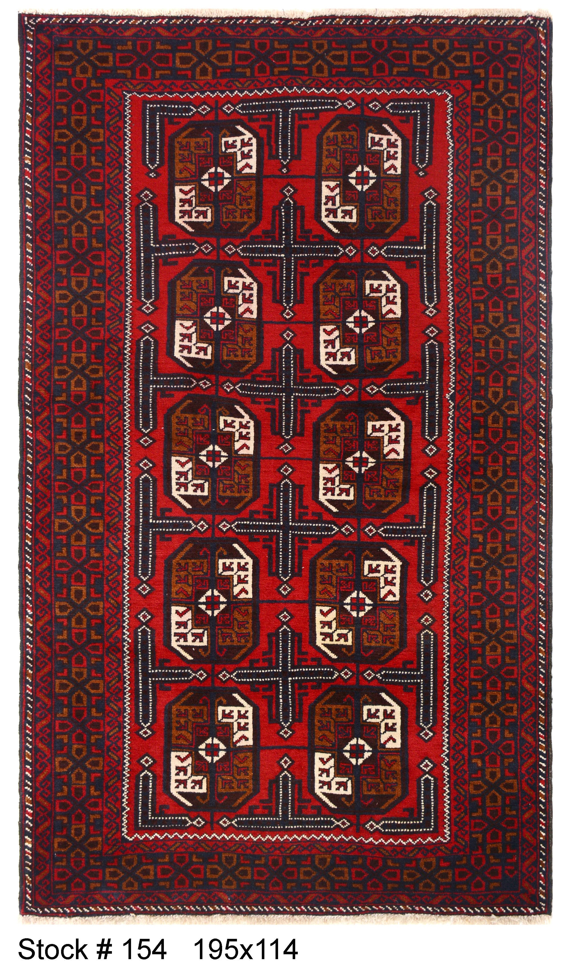 195cm x 114cm Afghan Baluchi area rug hand knotted pure wool pile
