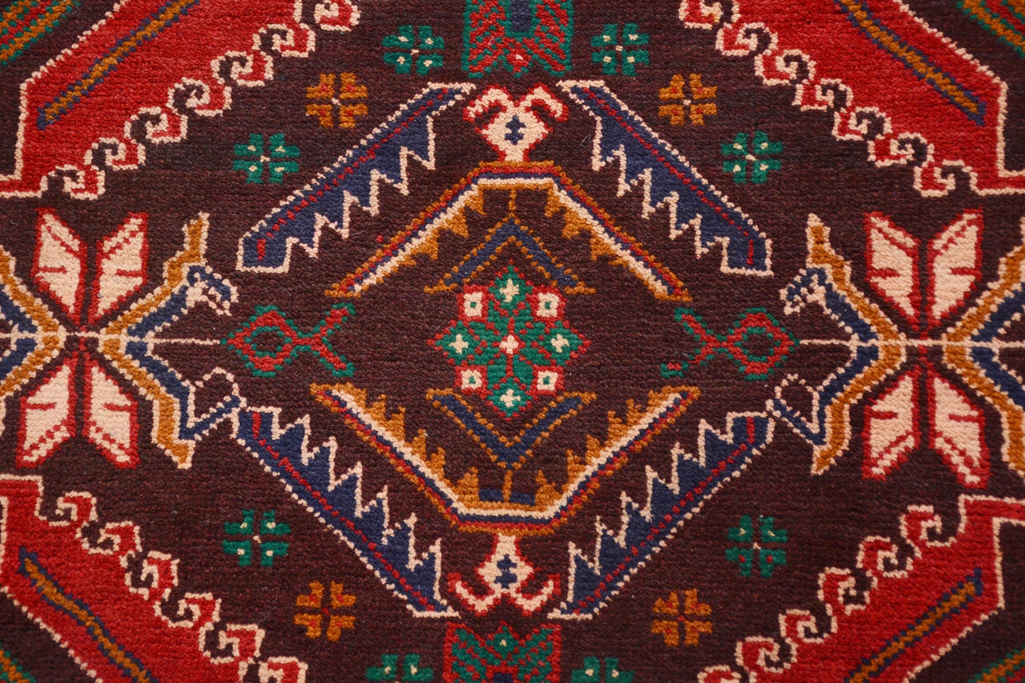 198cm x 104cm Hand Knotted Afghan Baluchi area rug pure wool pile natural dye