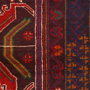 198cm x 104cm Hand Knotted Afghan Baluchi area rug pure wool pile natural dye