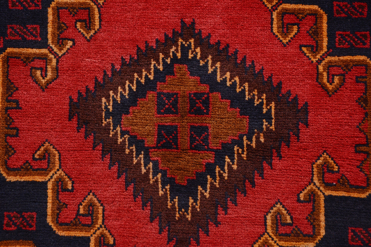Afghan Baluchi rug hand woven pure wool pile one of a kind area rug 228cm x 121cm