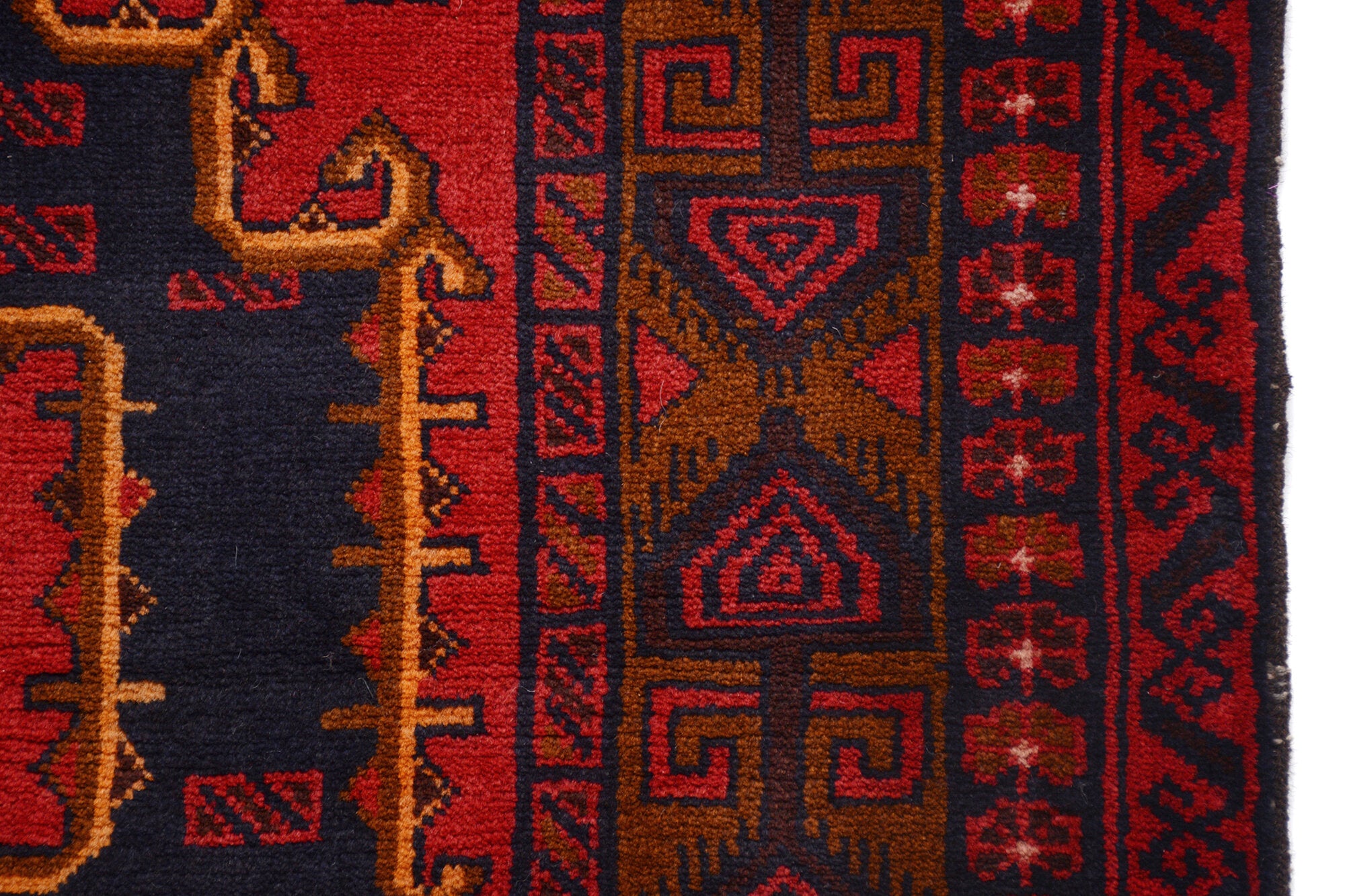 Afghan Baluchi rug hand woven pure wool pile one of a kind area rug 228cm x 121cm