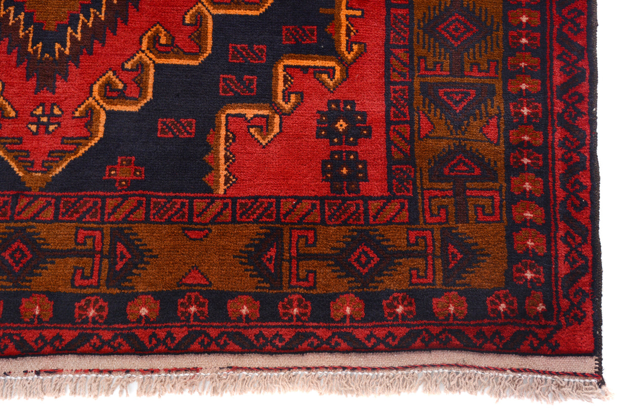 Afghan Baluchi rug hand woven pure wool pile one of a kind area rug 228cm x 121cm