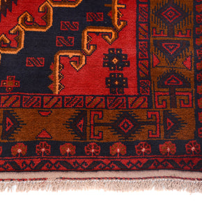 Afghan Baluchi rug hand woven pure wool pile one of a kind area rug 228cm x 121cm