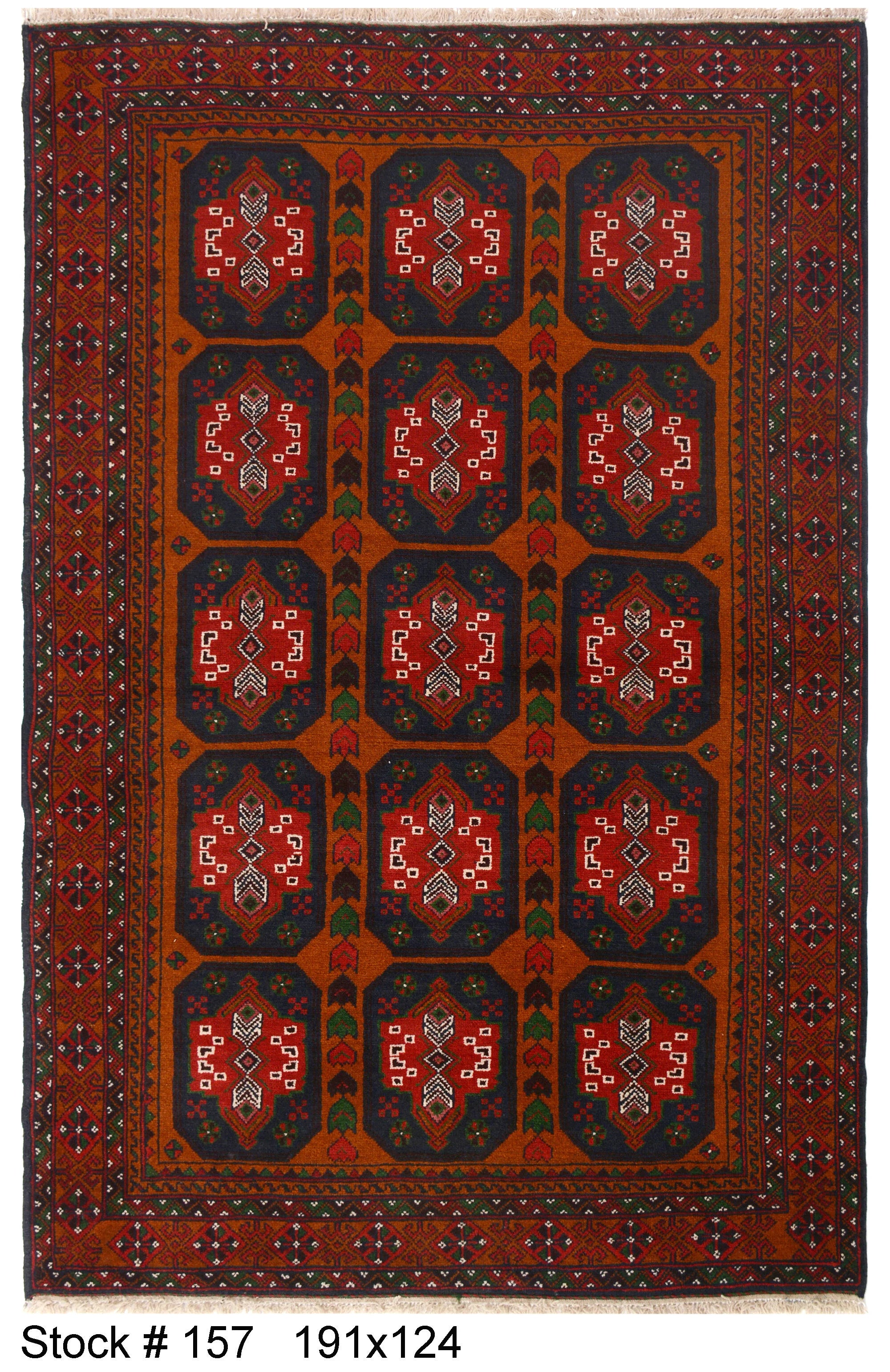 Afghan Baluchi rug Pure wool pile hand woven area rug 191cm x 124cm
