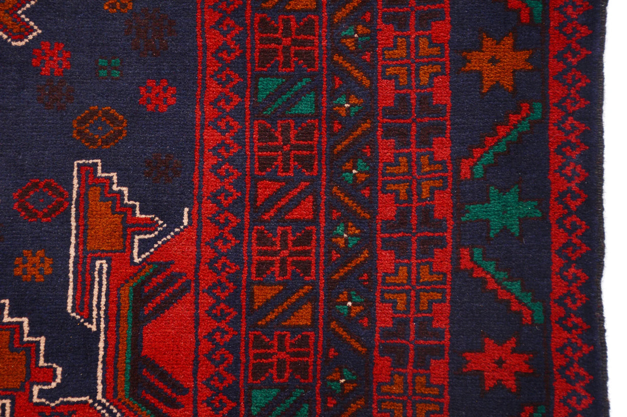 Afghan Baluchi rug 202cm x 116cm Hand Knotted Pure wool pile area rug
