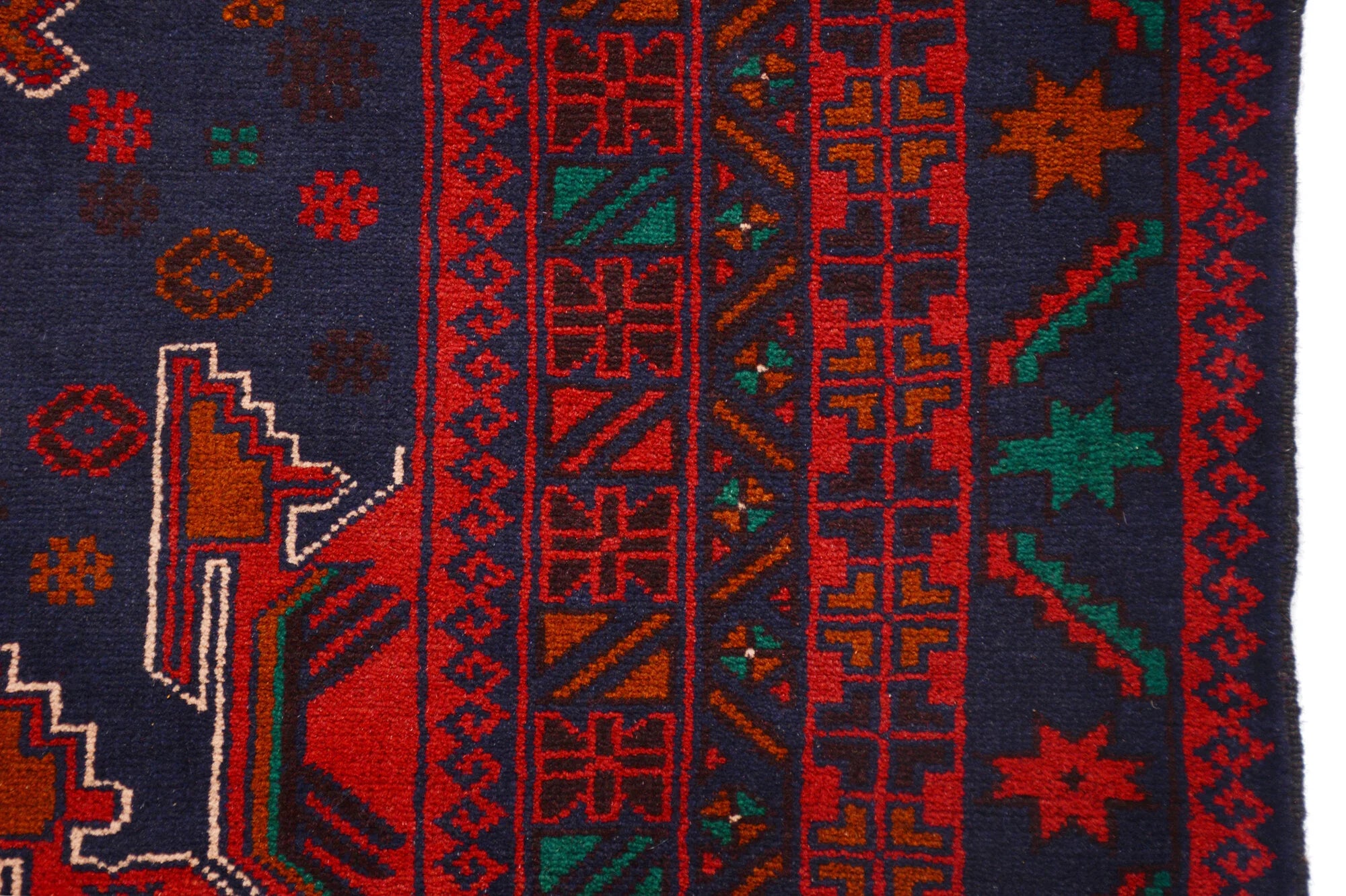 Afghan Baluchi rug 202cm x 116cm Hand Knotted Pure wool pile area rug
