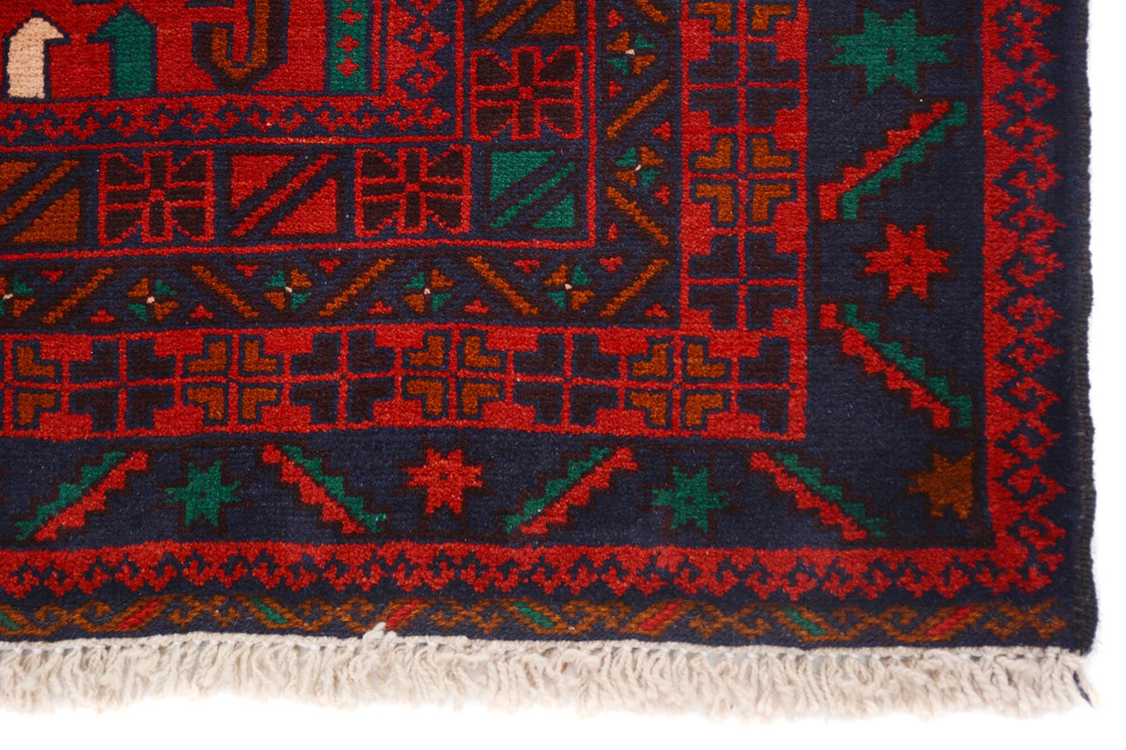 Afghan Baluchi rug 202cm x 116cm Hand Knotted Pure wool pile area rug