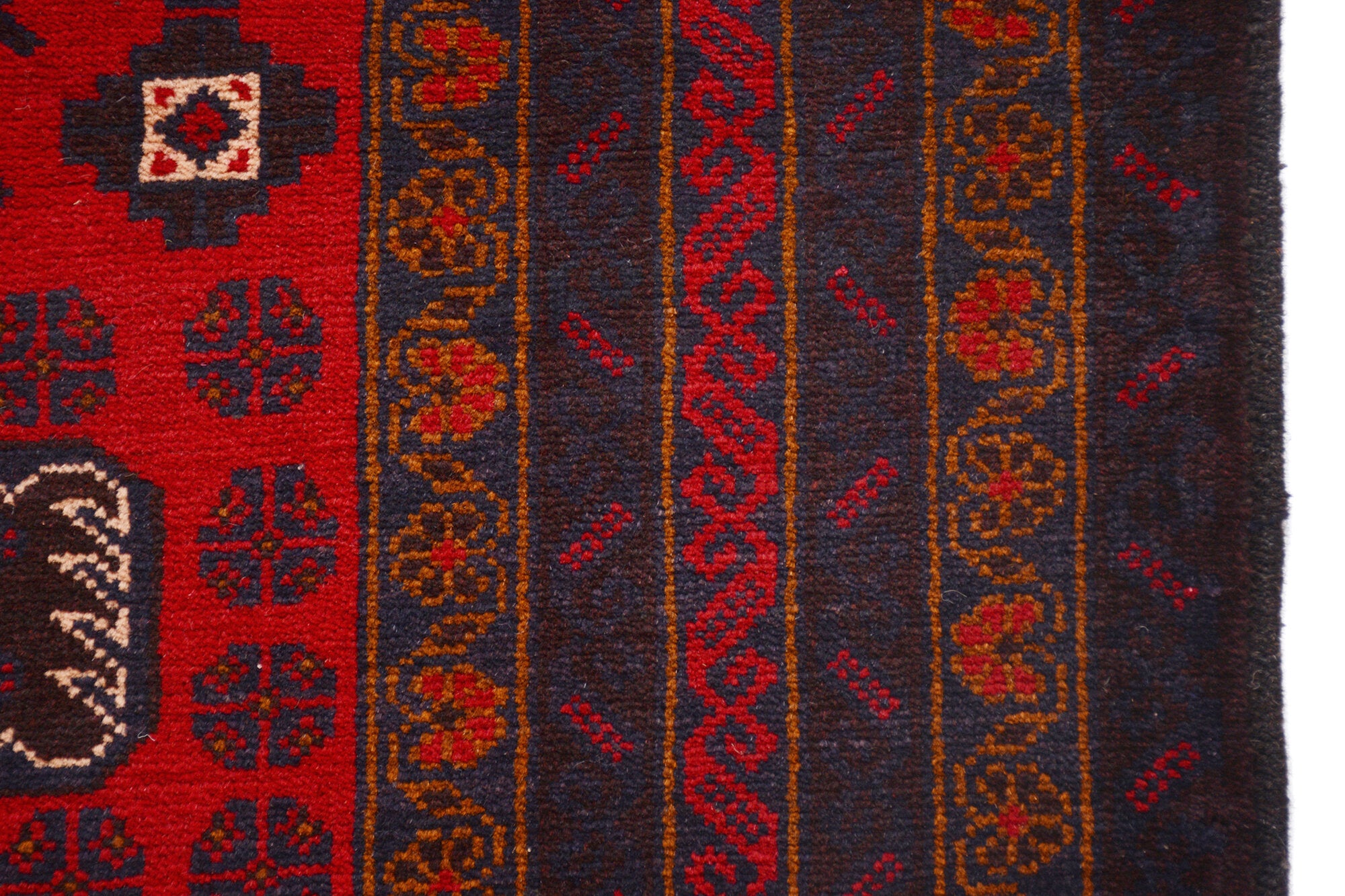 Afghan Baluchi Area rug Hand Knotted Pure wool pile rug 203cm x 114cm