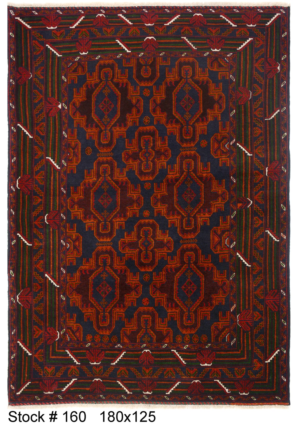 180cm x 125cm Afghan Baluchi rug Hand Knotted Pure wool pile area rug