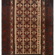 189cm x 127cm Afghan Baluchi Area rug pure wool pile kand knotted rug