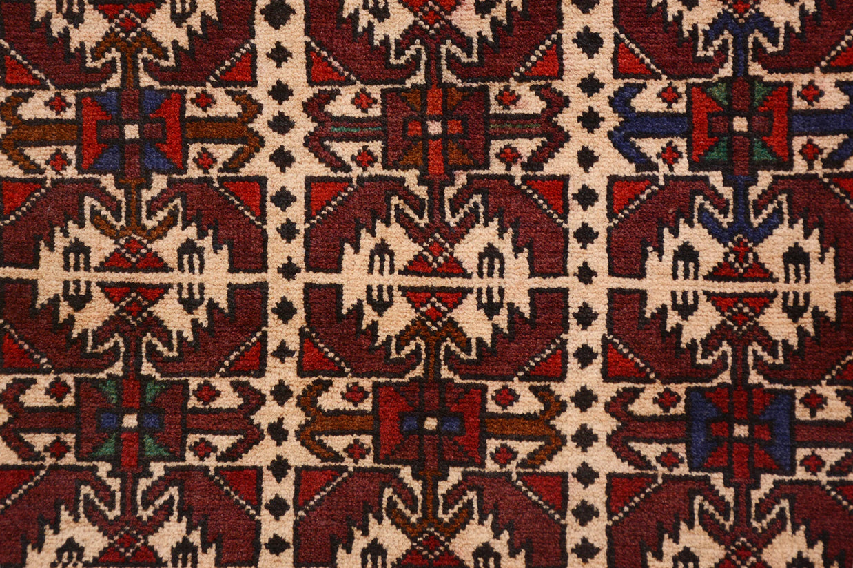 189cm x 127cm Afghan Baluchi Area rug pure wool pile kand knotted rug