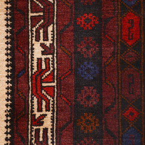189cm x 127cm Afghan Baluchi Area rug pure wool pile kand knotted rug