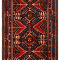 Afghan Baluchi area rug hand knotted pure wool pile rug 201cm x 109cm