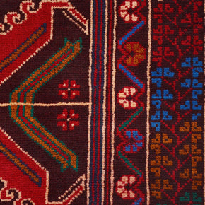Afghan Baluchi area rug hand knotted pure wool pile rug 201cm x 109cm
