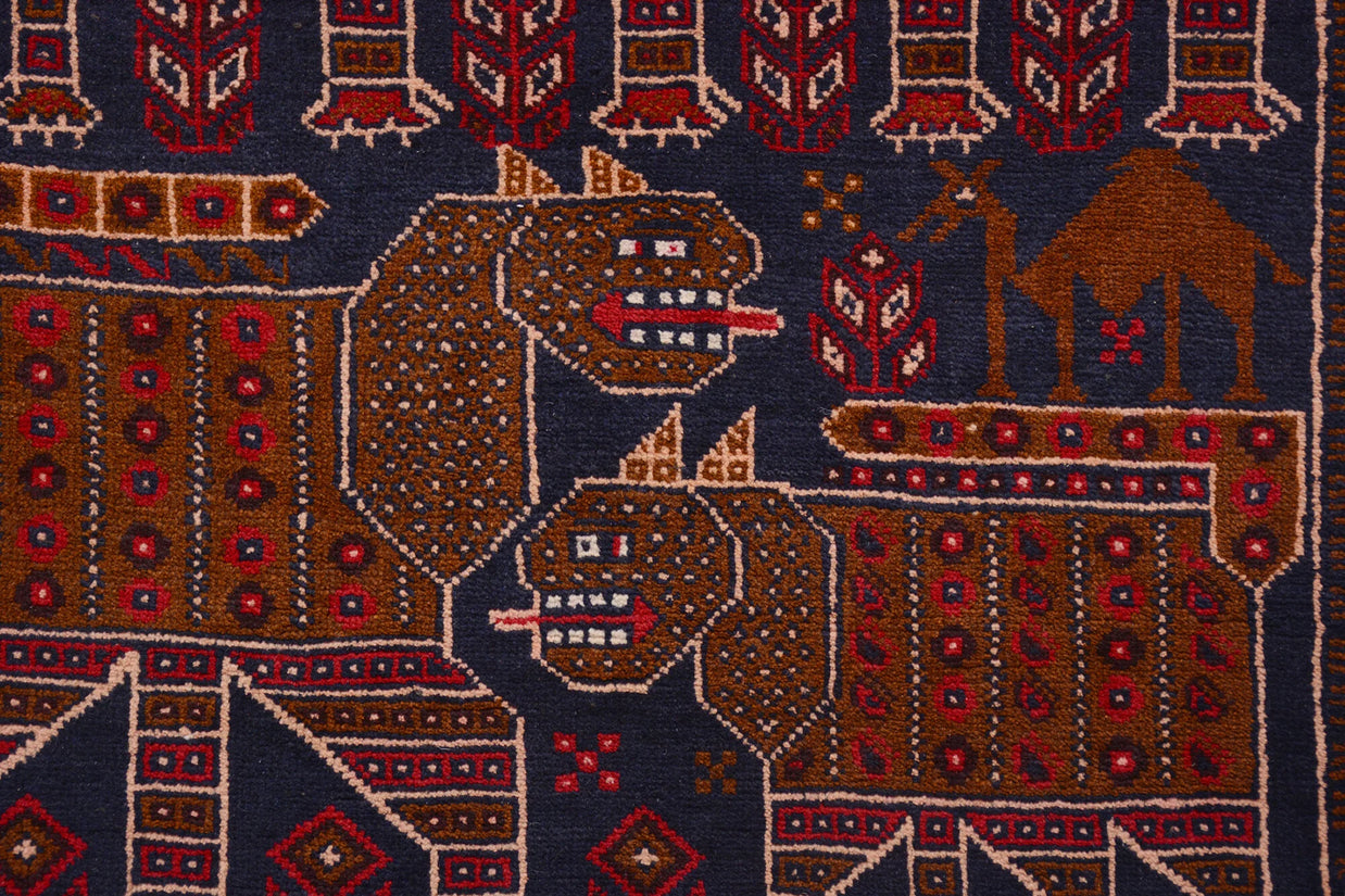 178cm x 120cm Afghan Baluchi pure wool pile rug hand knotted area rug