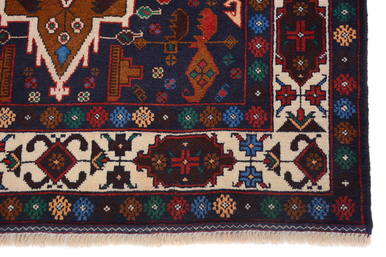 215cm x 114cm Afghan Baluchi rug Hand Knotted Pure wool pile area rug
