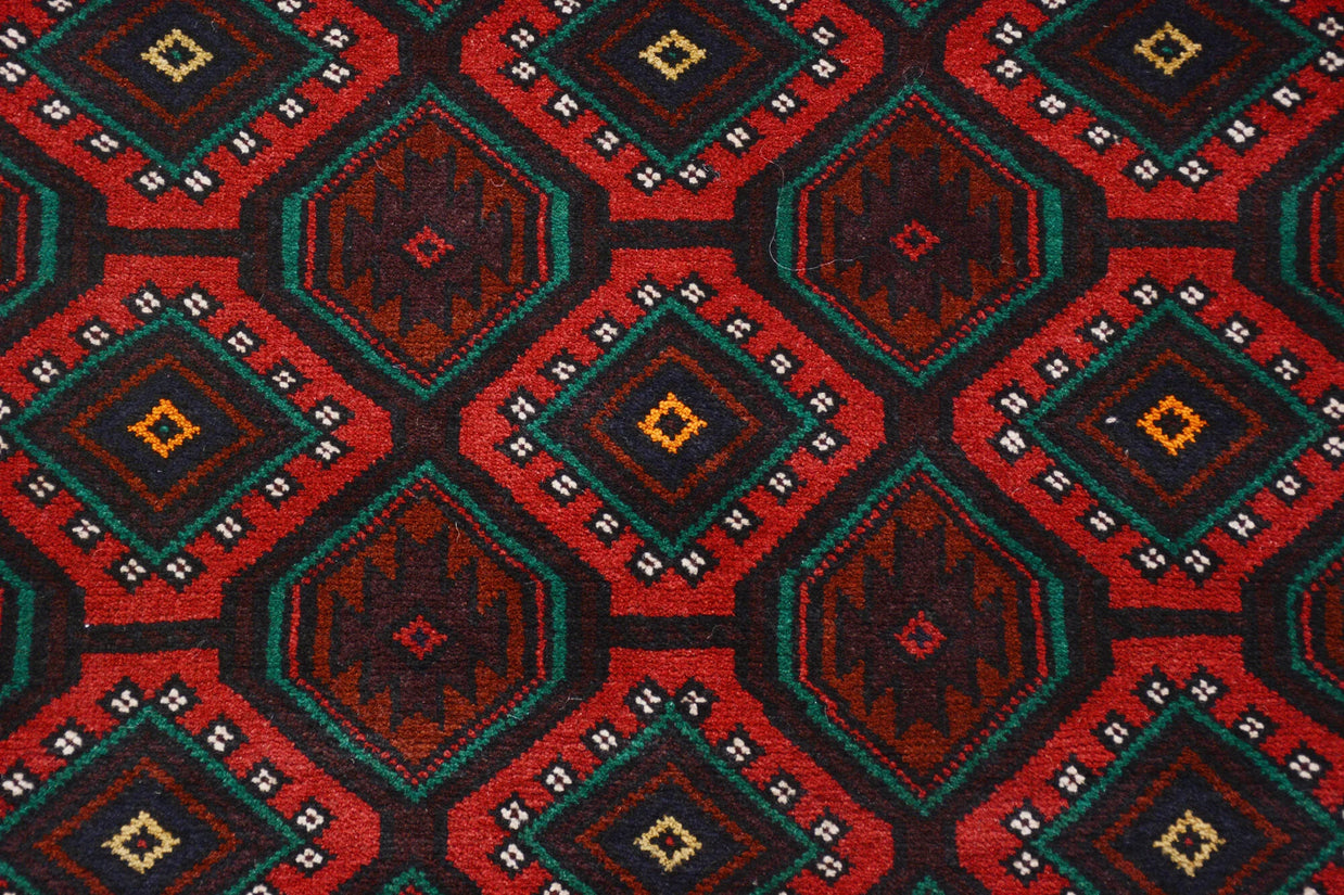 Afghan Baluchi rug Hand Knotted pure wool pile area rug 191cm x 115cm