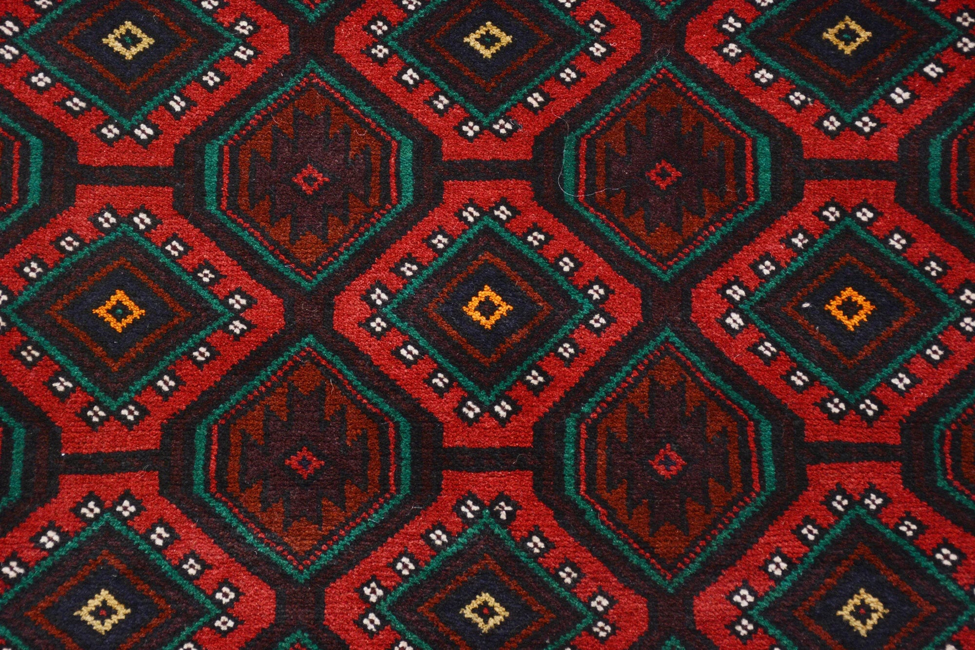 Afghan Baluchi rug Hand Knotted pure wool pile area rug 191cm x 115cm