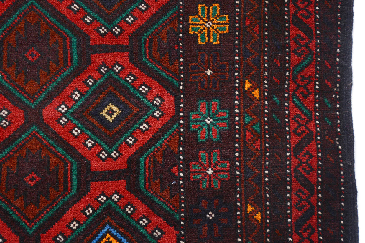 Afghan Baluchi rug Hand Knotted pure wool pile area rug 191cm x 115cm