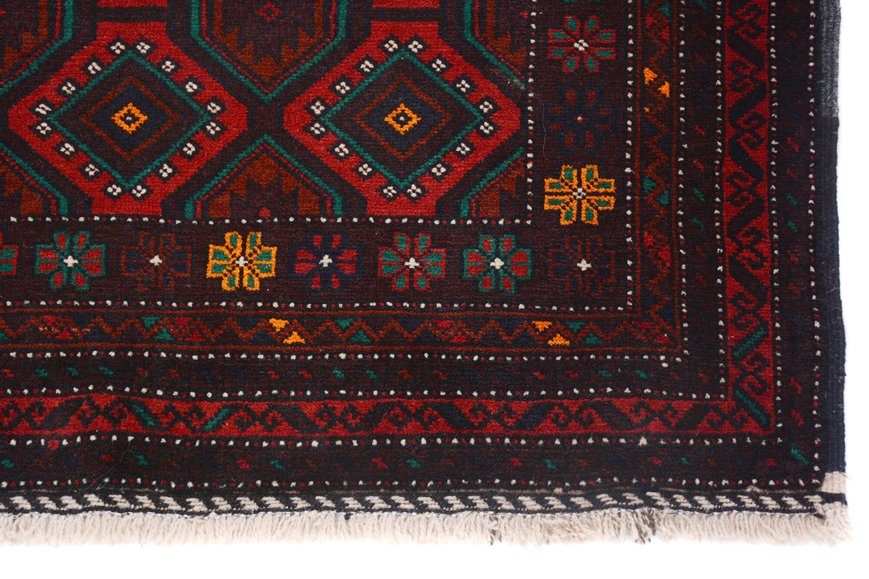 Afghan Baluchi rug Hand Knotted pure wool pile area rug 191cm x 115cm