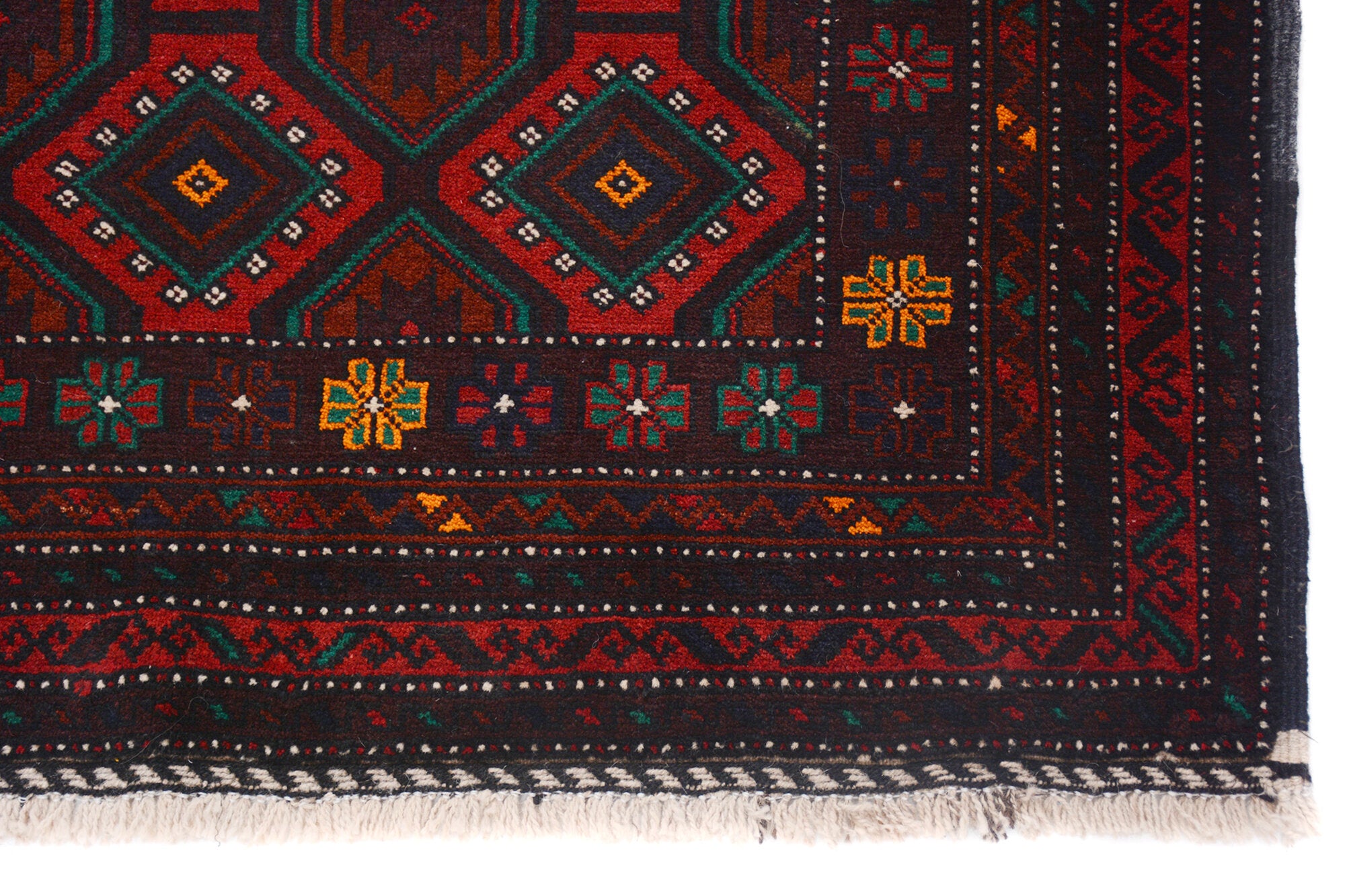 Afghan Baluchi rug Hand Knotted pure wool pile area rug 191cm x 115cm